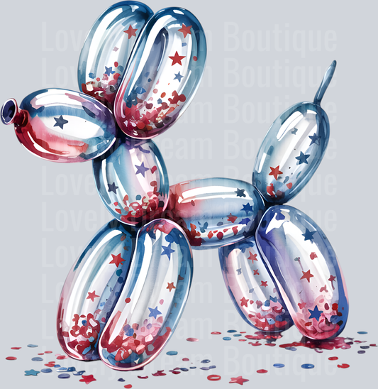 Patriotic star confetti balloon dog